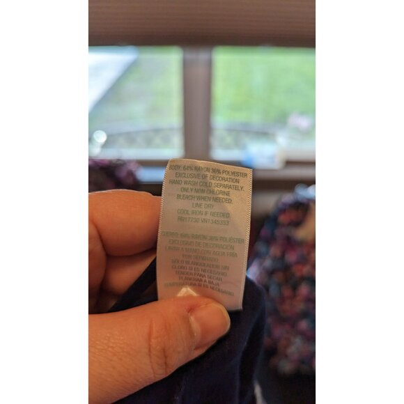 Kona Sol Navy Blue Cover-Up Dress With Embroidered V-Neckline & Tassel Hem  M - Picture 2 of 4